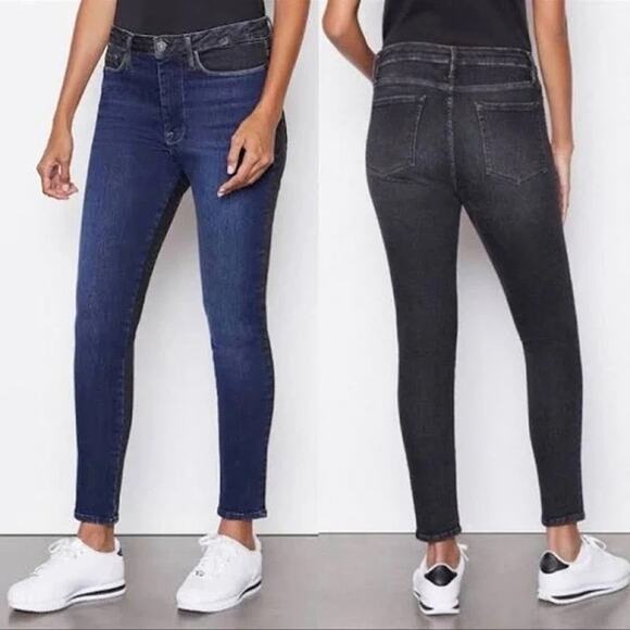 [Frame] Le One Skinny Two Tone Stretch Teller Mid Rise Jeans Ankle Length Sz 30 - Picture 1 of 11